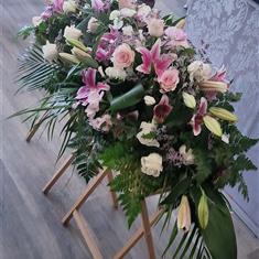 Pink Lily Coffin Spray