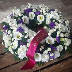 White and Purple Open Wreath