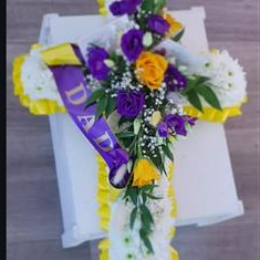 Yellow and purple cross