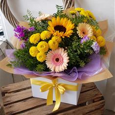Bright mixed flower handtied bouquet 