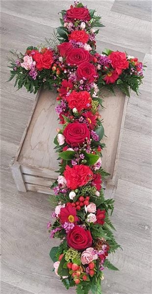 Cross Mixed Floral Cross Reds